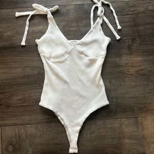 petal and pup white ribbed bodysuit